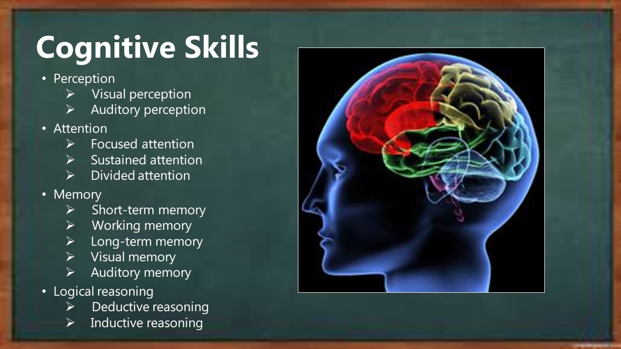 thinking decision making problem solving cognitive skills and language are examples of