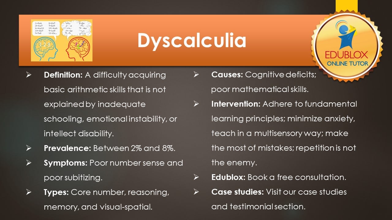 Dyscalculia Characteristics, Signs And Types