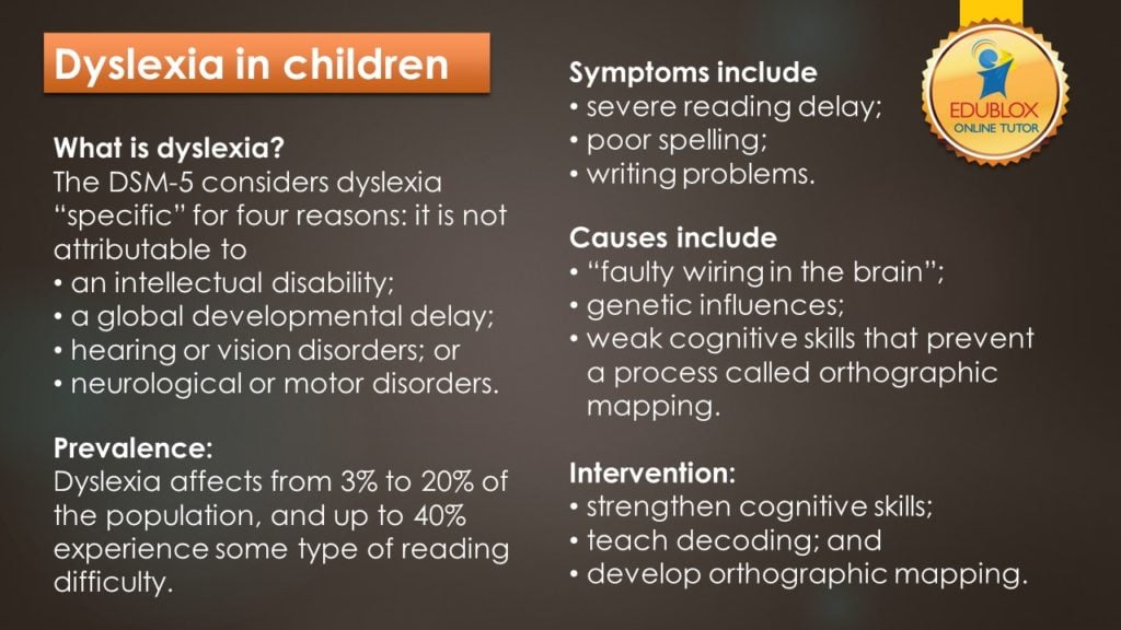 Dyslexia In Children Symptoms Causes And Treatment Edublox Online Tutor